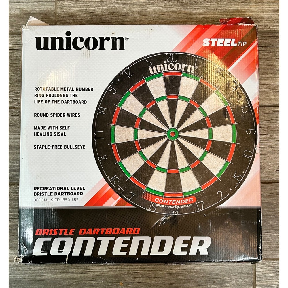 Unicorn Contender Bristle Dartboard 18" Steel Tip Official Size NEW Sealed Open